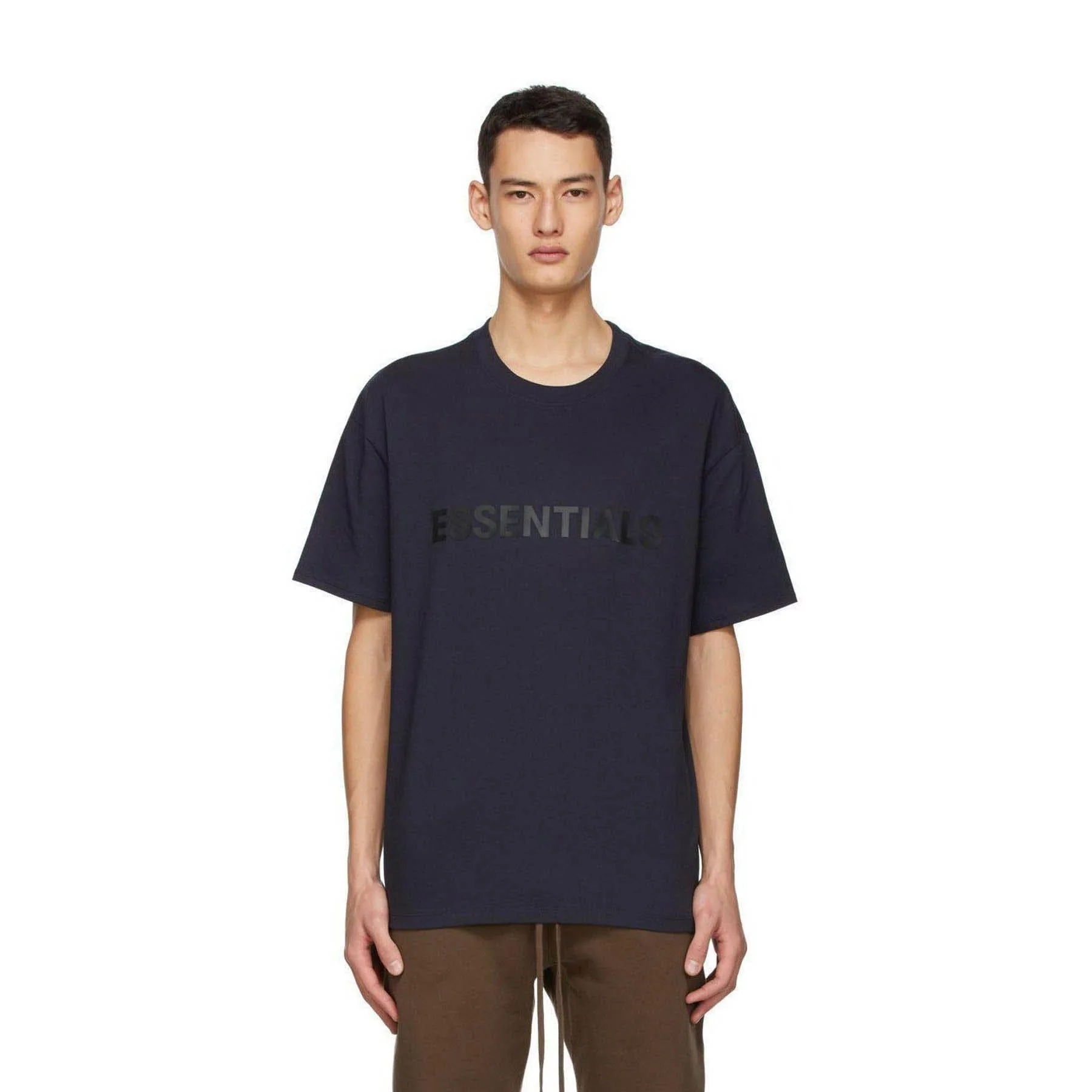 FEAR OF GOD ESSENTIALS x SSENSE Boxy T-Shirt Applique Logo Dark Navy - Image 2